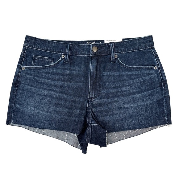 NWT High-Rise Dark Blue Faded Denim Shorts Size 10 - Picture 1 of 11